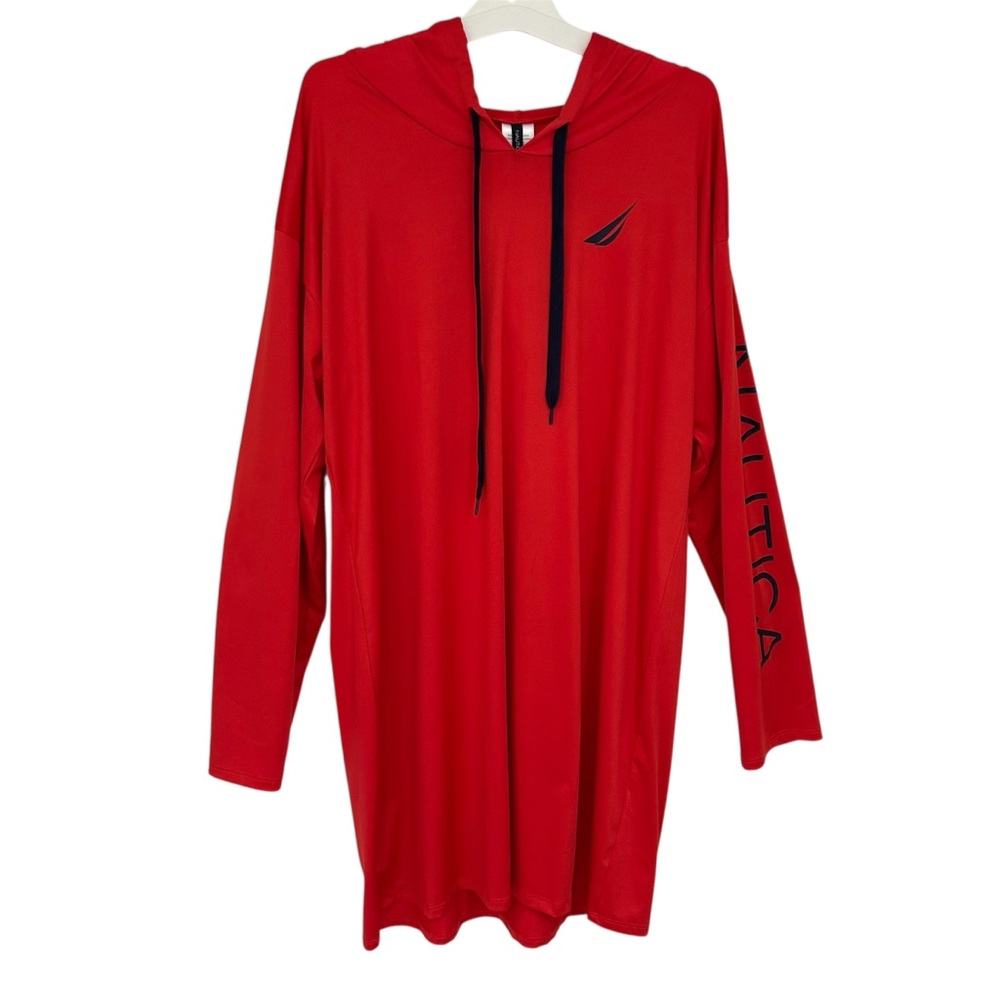 Nautica Vibrant Red Hooded Swimsuit Coverup